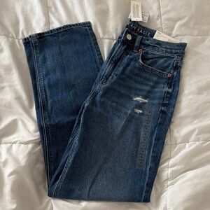 American Eagle Outfitters Women's Dark Blue Straight Leg Jeans
